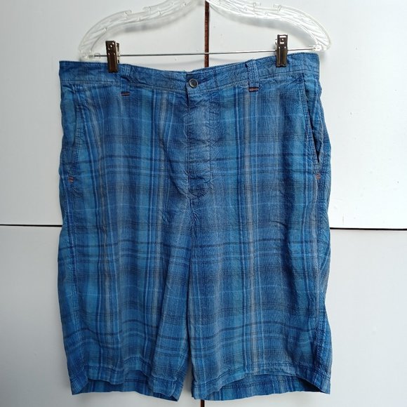 Tommy Bahama Other - Tommy Bahama Shorts, Blue Plaid, Linen and cotton, sz 34